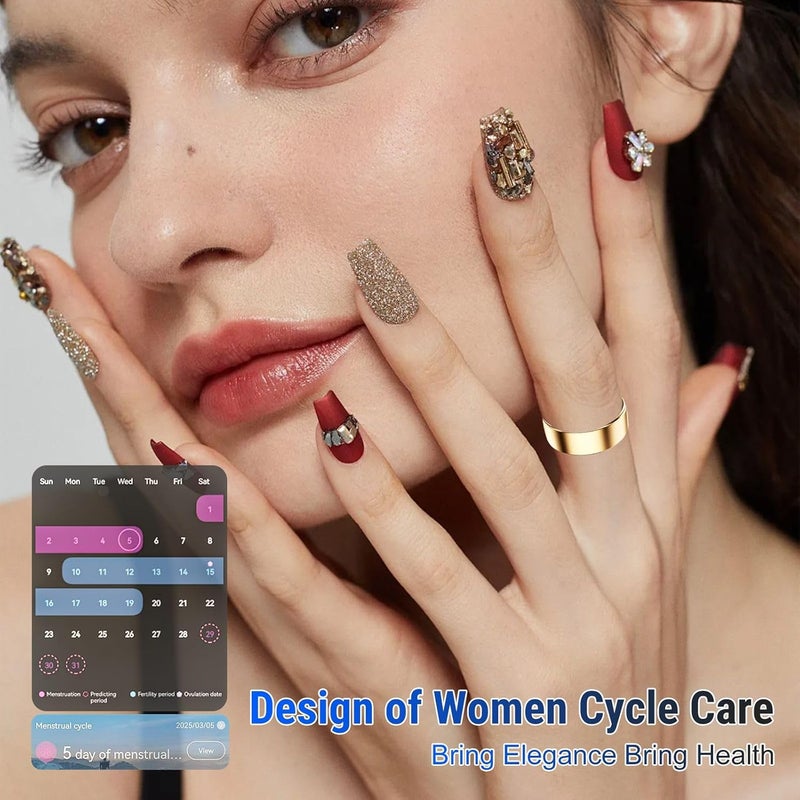 Weylmd Smart Ring Fitness Tracker for Women & Men, Heart Rate, Blood Oxygen, Blood Pressure, Sleep & Step Monitor, IP68 Waterproof Health Ring, Compatible with iPhone - Image 3